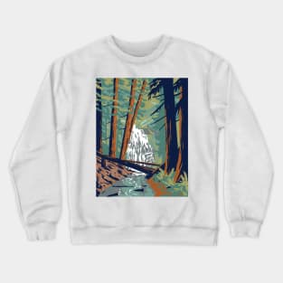 Cascade Falls in Moran State Park on Orcas Island Washington State WPA Poster Art Crewneck Sweatshirt